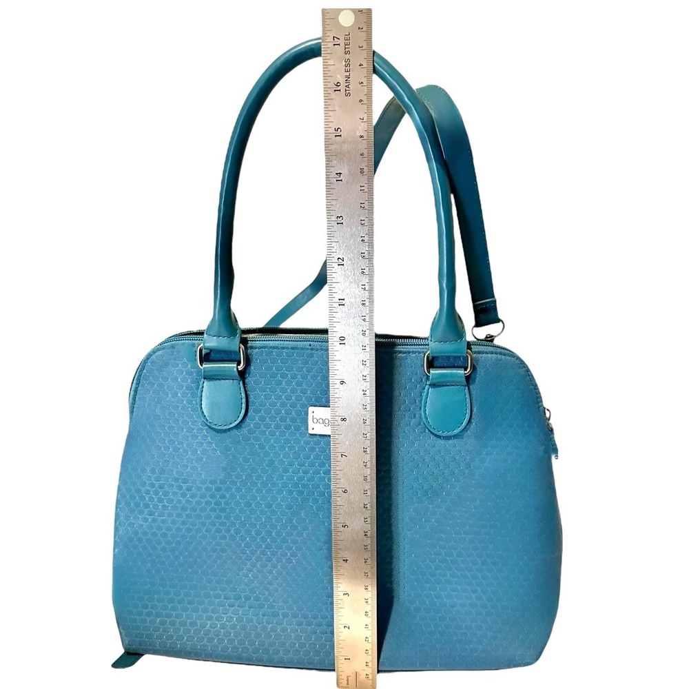 BAGGALLINI Natalie Satchel Teal Embossed Convertible Crossbody Organizer Handbag - Picture 6 of 13